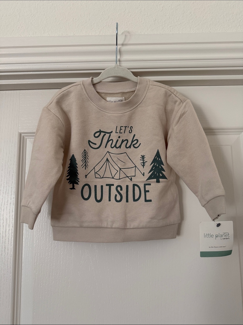 Little Planet Beige "Let's Think Outside" Kids Sweatshirt